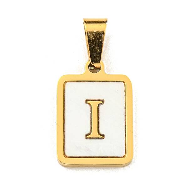 PVD Vacuum Plating 304 Stainless Steel Pave Natural White Shell Pendants