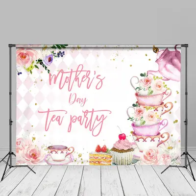 Floral Desserts Cups Mothers Day Tea Party Backdrop - Aperturee