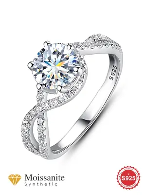 S925 Sterling Silver Glamorous Synthetic Moissanite Engagement Wedding Ring, Elegant Ring for Women, Anniversary Fine Jewelry...