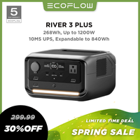 RIVER 3 Plus, 268Wh LiFePO4 Battery, 3 Up to 1200W AC Outlets, <10 MS UPS, Expandable to 840Wh, <30 dB Quiet, 1Hr Fast Chargi...