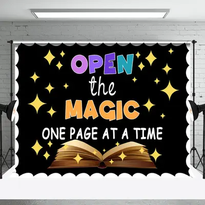 Open The Magic Books Sparkle Back To School Backdrop