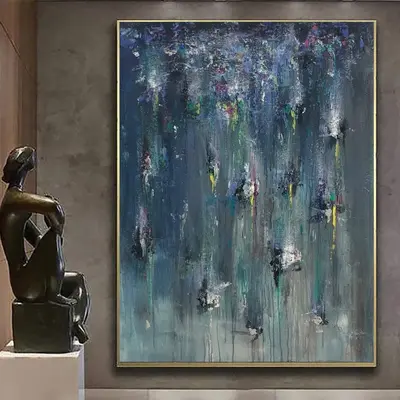 Large Original Abstract Blue Paintings On Canvas Modern Oil Art Acrylic Fine Art Texture Contemporary Wall Art | MIGRATION