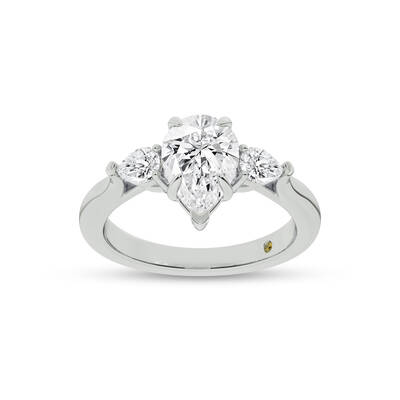 Bruges Three Stone Pear Shape Lab Grown Diamond Engagement Ring | 14K White Gold 4 1/5 CT. TW.