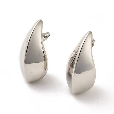 Teardrop Rack Plating Brass Stud Earrings