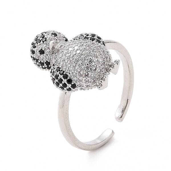 Cubic Zirconia Penguin Open Cuff Ring