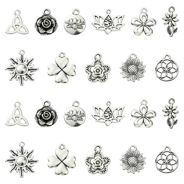 66Pcs 11 Styles Tibetan Style Alloy Pendants