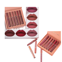6Pcs Lipstick Makeup Set, Satin Texture Plumping Matte liquid Moisturizing Long-Lasting Wear Non-Stick Cup Not Fade Waterproo...