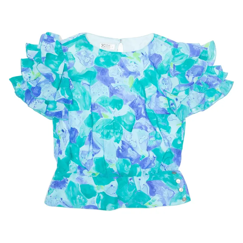 FINK MODELL Womens Printed Blouse Blue Floral UK 16