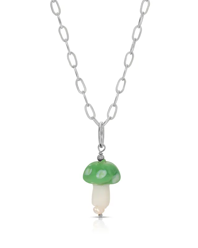 Pliz Necklace | Color: Green | Metal Color: Silver