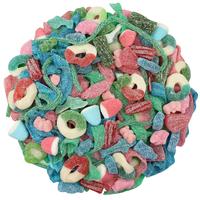 SUPER MIX SOUR GUMMIES 2lb bag Bears, Belts, Rings, Twists, Bottles, Sharks, Gummy Drops, Twists, Slices, Laces, Piglets Chew...