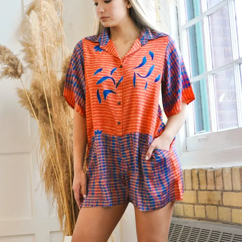Playa Playsuit - Upcycled | Size: M/L | Color: Brights