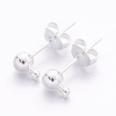 Silver Color Plated Brass Post Earring Findings