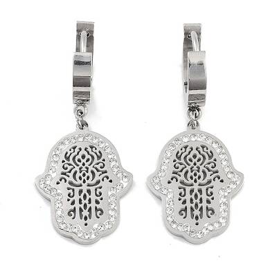 Hollow Hamsa Hand 304 Stainless Steel Dangle Earrings