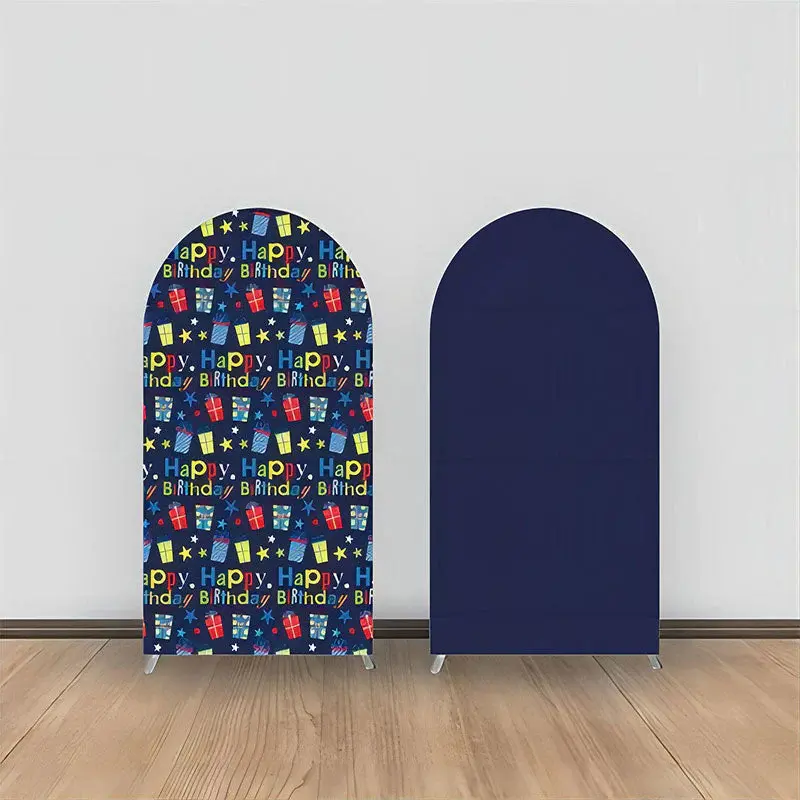 Aperturee Navy Blue Happy Birthday Double Sided Arch Backdrop | Chiara Wall Backdrop Diy | Diy Chiara Backdrop Cover | Round ...