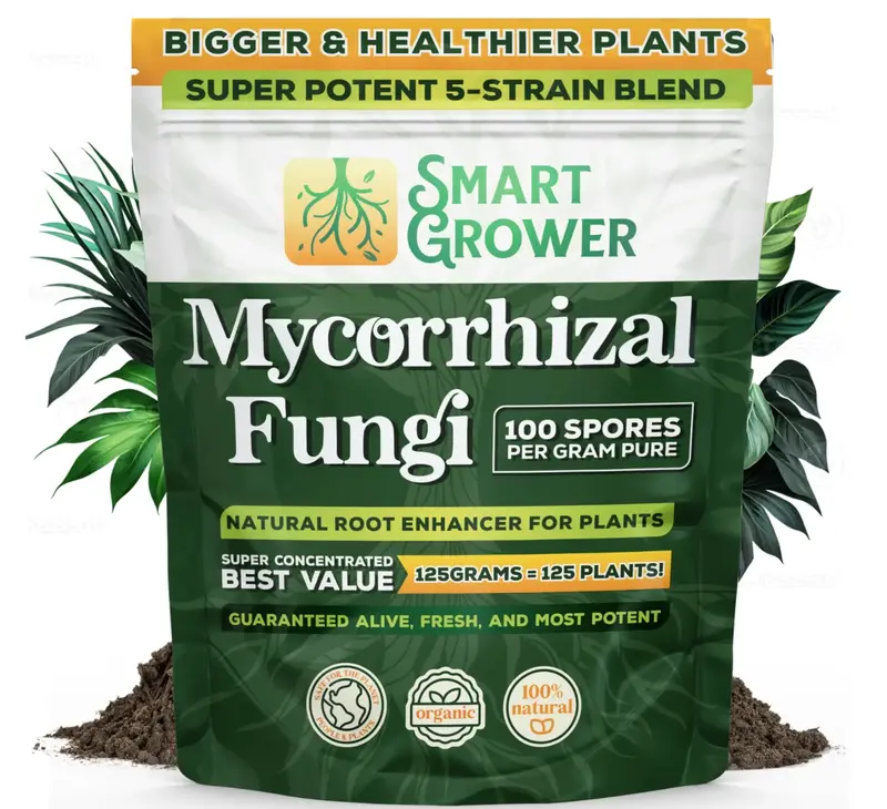 Smart Grower Mycorrhizal Fungi Natural Root Enhancer Super Potent 5 Strain Blend 125 Grams = 125 Plants
