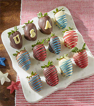 One Dozen Patriotic Chocolate Covered Strawberries - FedEx