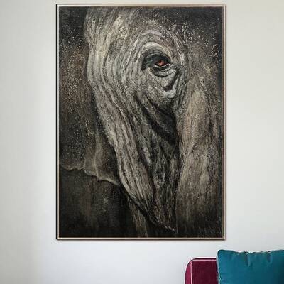 Large Abstract Elephant Paintings On Canvas Gray Animal Fine Art Original Acrylic Painting Expressionism Animal Art | GRAY GI...