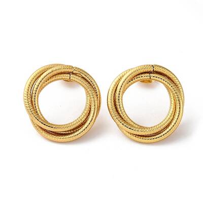 Multilayer Ring Shape Ion Plating(IP) 304 Stainless Steel Stud Earrings for Women