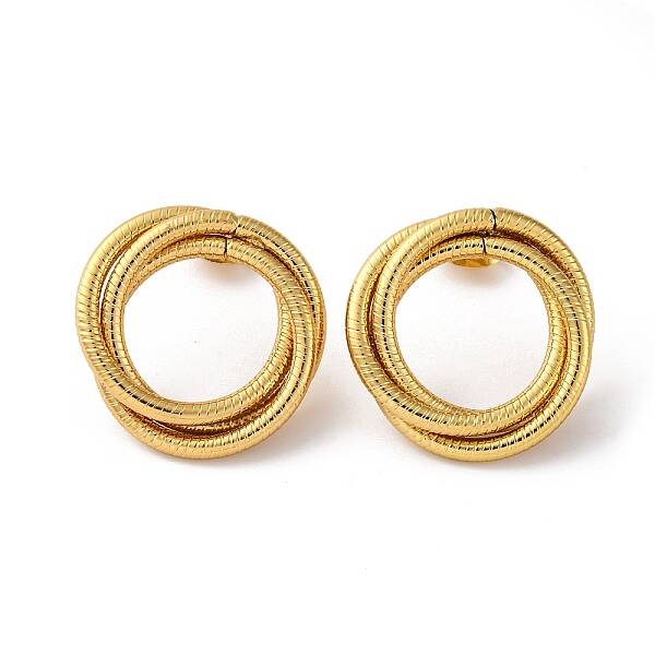 Multilayer Ring Shape Ion Plating(IP) 304 Stainless Steel Stud Earrings for Women