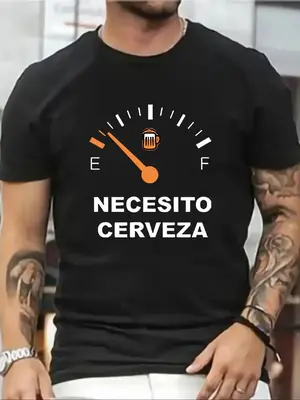 Men's Regular Fit Letter Graphic Round Neck Tee, Casual Short Sleeve Crew Neck T-shirt for Summer, Fashion Men's Top for Dail...