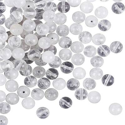 OLYCRAFT 94pcs 8mm Natural Clear Quartz Beads White Crystal Bead Strands Round Loose Gemstone Beads Energy Stone for Bracelet...