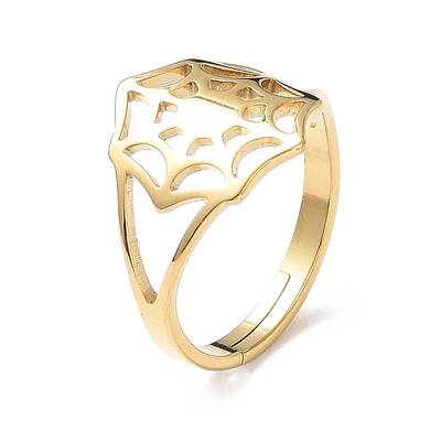 Ion Plating(IP) 304 Stainless Steel Spider Web Adjustable Rings for Women