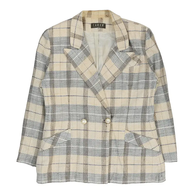 Farrow Checked Blazer - Medium Cream Wool Blend