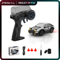 Hotfree 1/64 Mini RC Drift Car, 4WD High-Speed Remote Control AE86 with LED Light Modes & DIY Stickers, RC Drift Truck, Fun D...