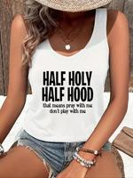 Women's Letter Print Tank Top, Casual Sleeveless Top for Daily Wear, Ladies Clothes for All Seasons