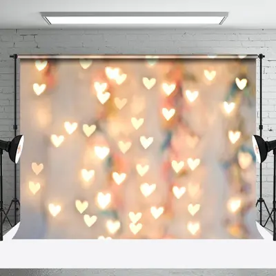 Aperturee Gold Love Light Bokeh Happy Valentines Day Backdrop | Valentine'S Day Backdrops | Valentine Photo Backdrop | Valent...