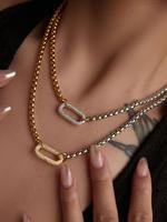 Stainless Steel Chain Necklace, Fashionable U-shaped Pendant Necklace for Women & Girls, Trendy All-match & Exquisite Jewelry...