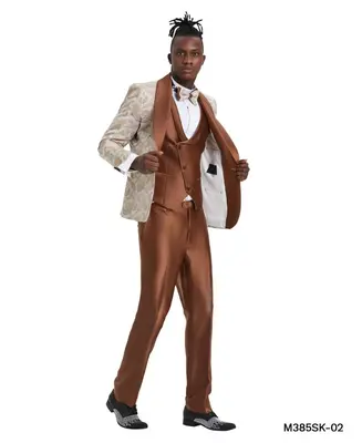 Tazio Paisley 3-Piece Men's Skinny Fit Suit