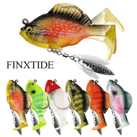 FINXTIDE Pre-Rigged Jig Head Soft Fishing Lures, Plastic Fishing Paddle Tail Swimbaits with Hidden Hooks in The Top Fin Topwa...