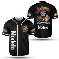 Buy All Black Skull Drinking Modelo Negra Mexican Beer Celebra Dia de los Muertos Baseball Jersey Drinking Mexican Spirit Jer...
