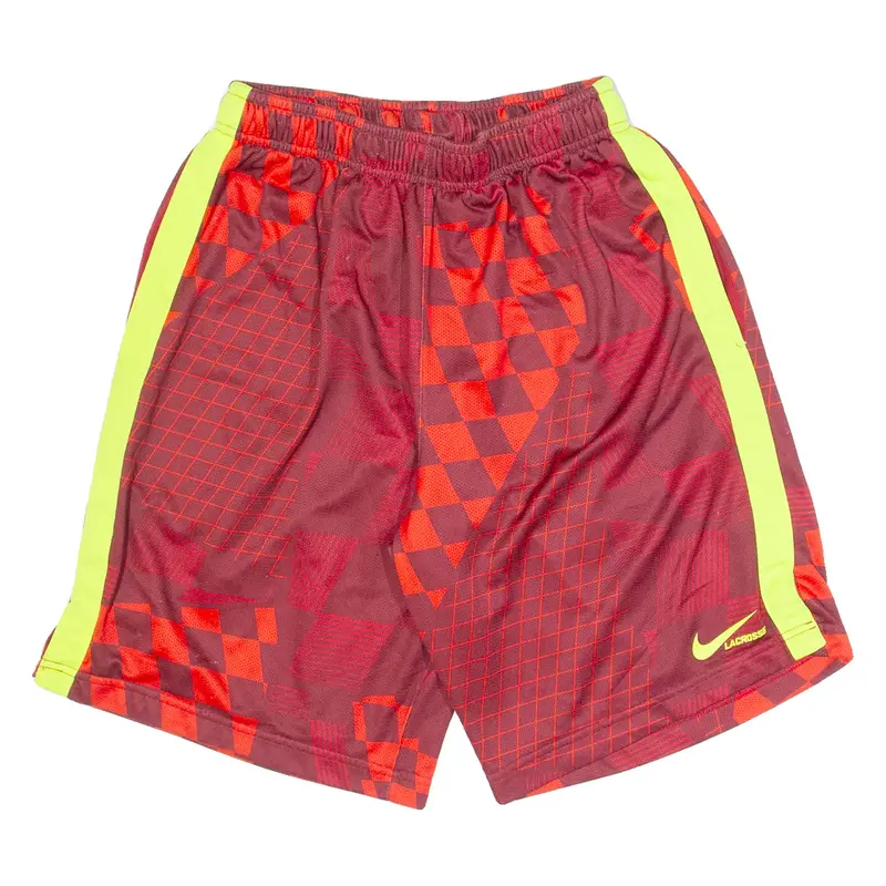 NIKE Lacrosse Mens Sports Shorts Red Crazy Pattern M W26