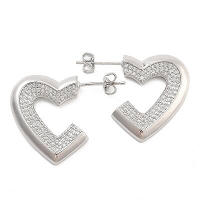 Brass Pave Cubic Zirconia Stud Earrings