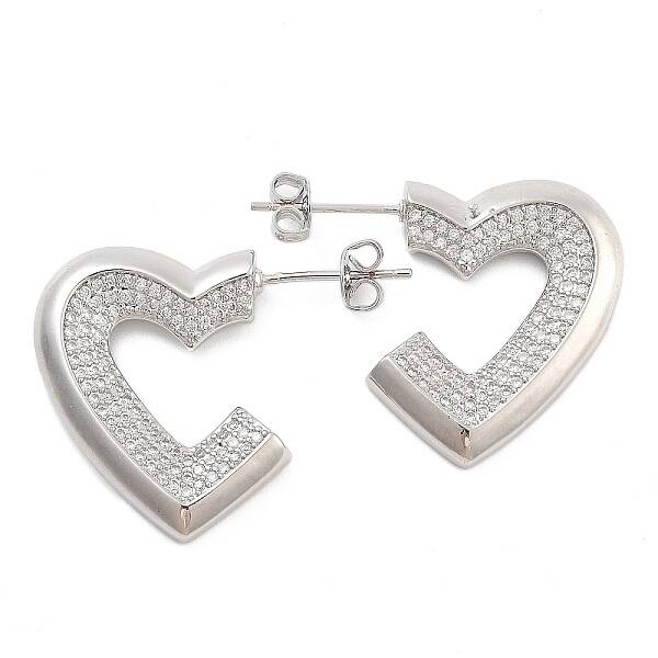 Brass Pave Cubic Zirconia Stud Earrings