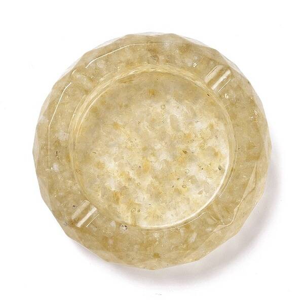 Resin with Natural Citrine Chip Stones Ashtray