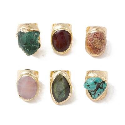 Gemstone Irregular Oval Open Cuff Ring