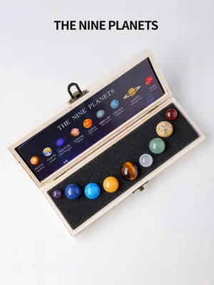 Natural Crystal Decoration, 9 Planets Design Crystal Decoration for Home & Car Decor, Crystal Planets in Storage Box, Univers...