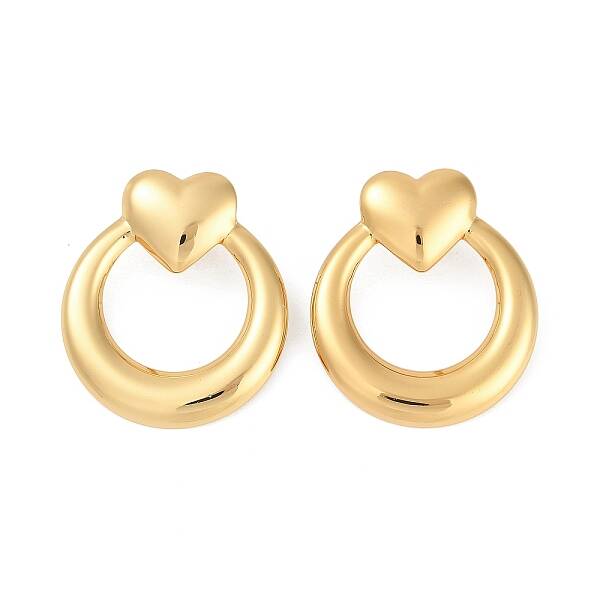 304 Stainless Steel Heart Stud Earrings for Women