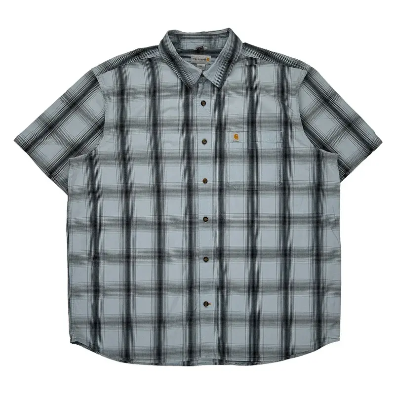 Carhartt Checked Short Sleeve Shirt - 2XL Grey Cotton