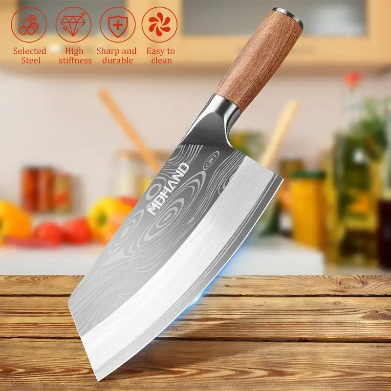 Kitchen Knife Stainless Steel Damascus Asian Chef Butcher Cleaver Chopping Meat,Meat Cleaver Superior Class Stainless for Kit...