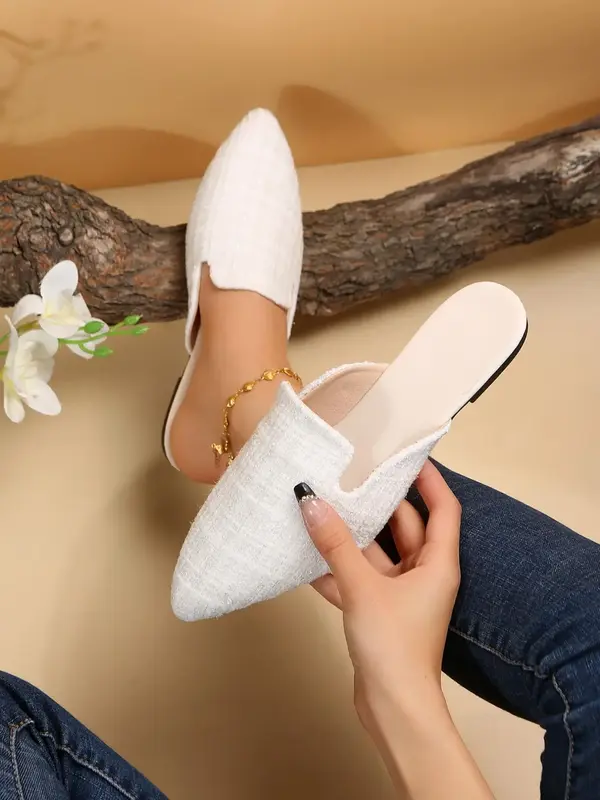 Women's Fashionable Pointed Toe Slip on Flats, 1 Pair Casual Soft Comfortable Flat Shoes for Daily Wear, Lightweight Breathab...