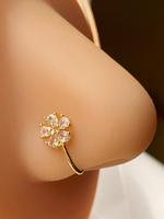 Flower Rhinestone Decorative Nose Cuff for Women, Sweet Fashiona Floral Shape Design Nose Ring, Clear Artificial Zirconia Dec...