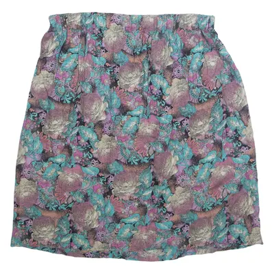 Womens Straight Skirt Blue Knee Length Floral L