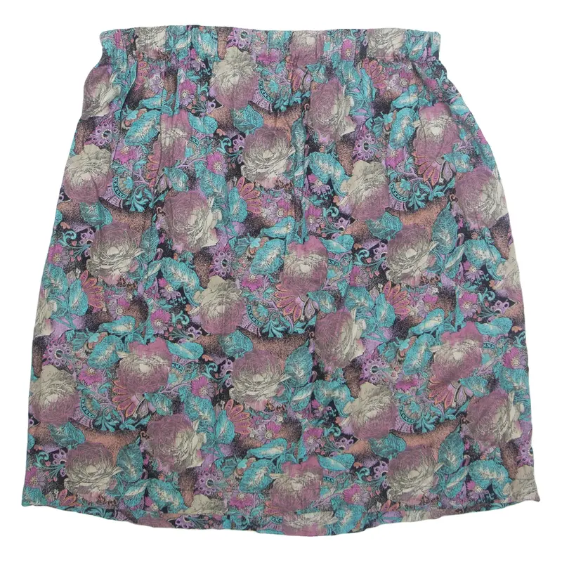 Womens Straight Skirt Blue Knee Length Floral L
