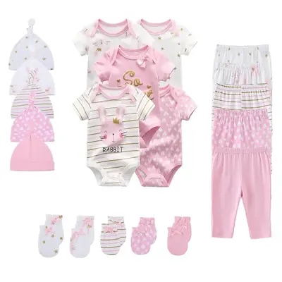 Fashion Baby Boy Girl Layette Sets 20-pack Cotton Cartoon Soft Infant Outfits Newborn Shower Gifts