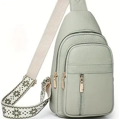 2025 Solid Color Quilted Fanny Pack - Casual Large Capacity Zipper Chest Belt Bum Bag, Adjustable Sling Bag for Daily Use, Li...