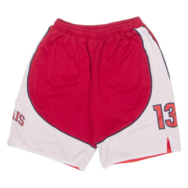 CHAMPION Valais Basketball #13 Mens Sports Shorts Red Colourblock L W26